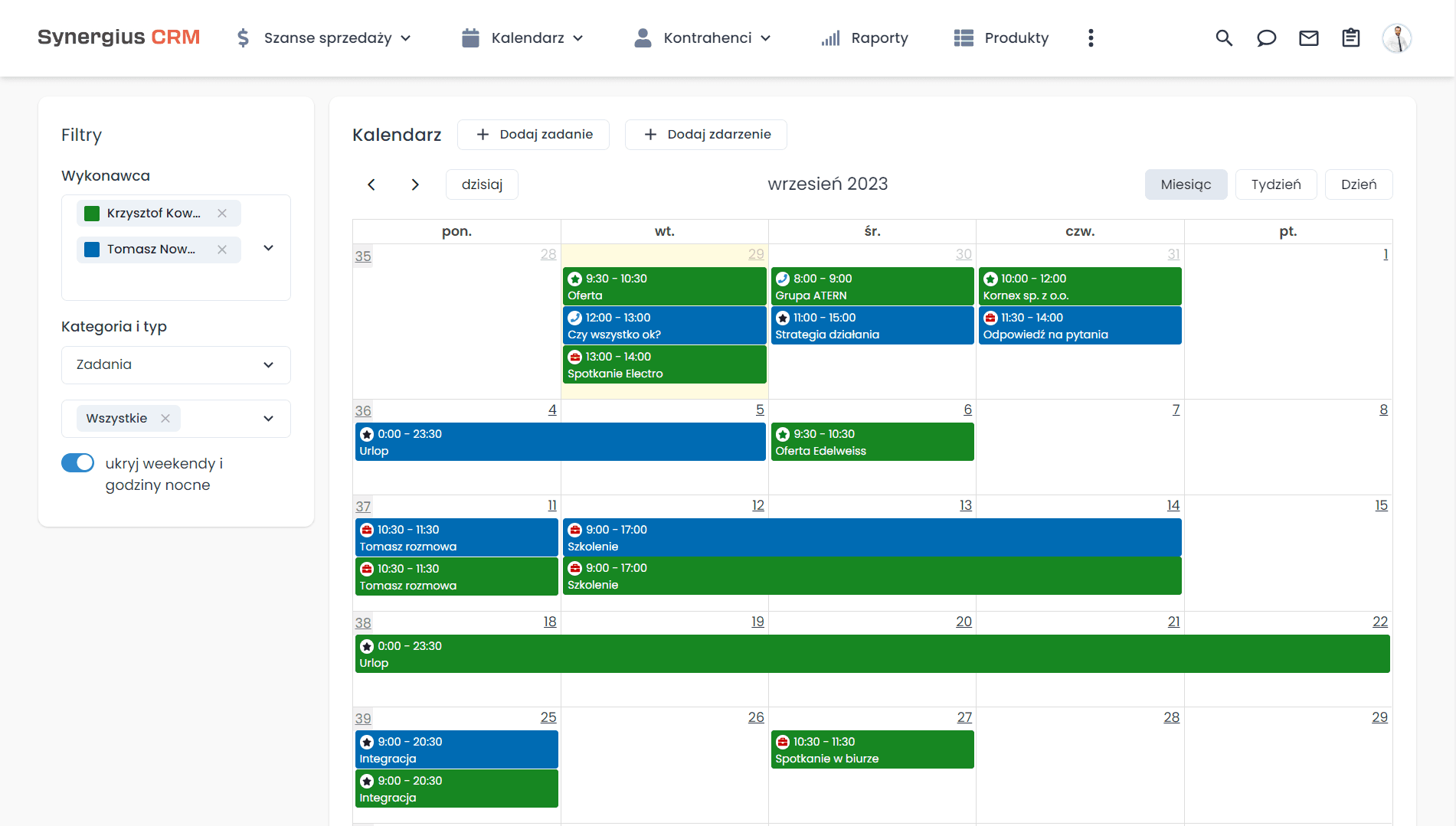 CRM demo - kalendarz