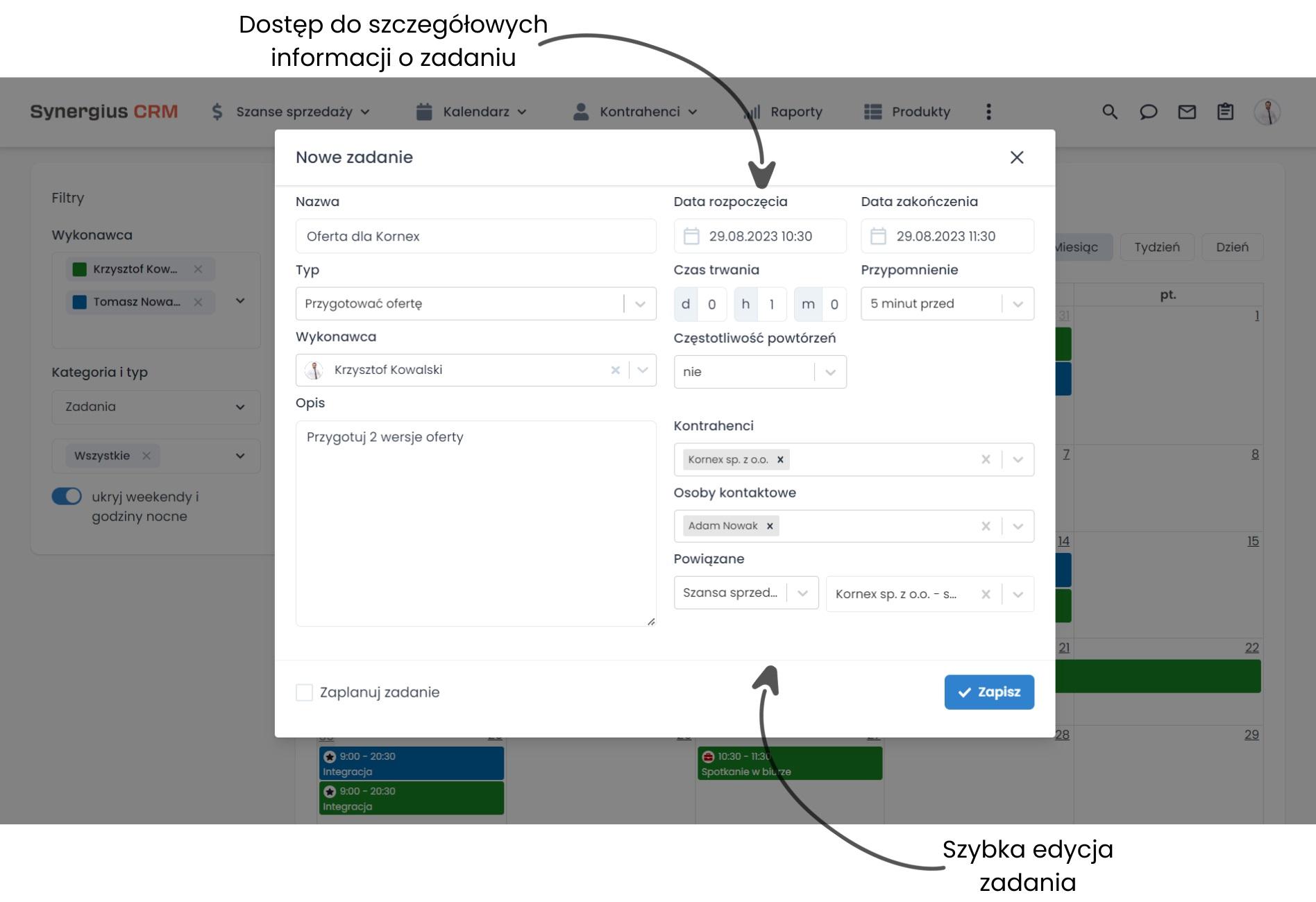 System CRM dla małej firmy. Dodawanie nowych zadań