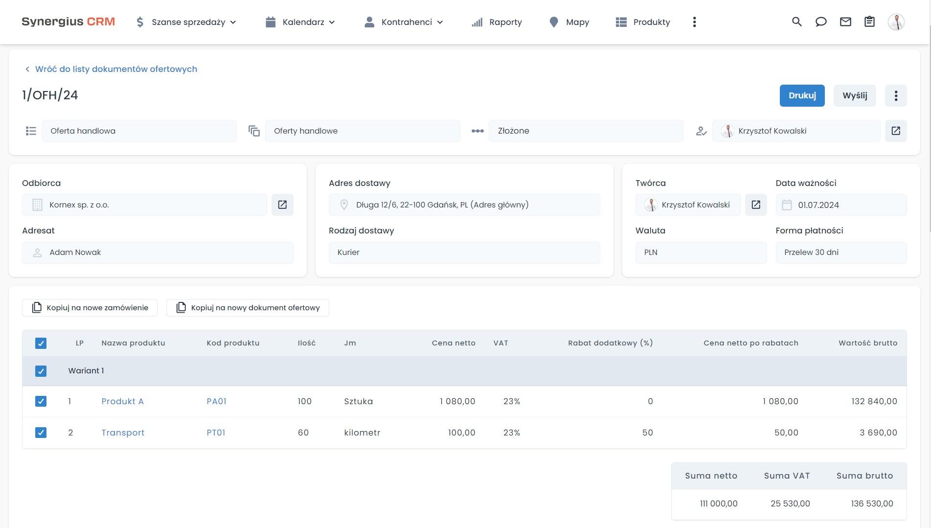 Funkcja systemu CRM - zarządzanie ofertowaniem.