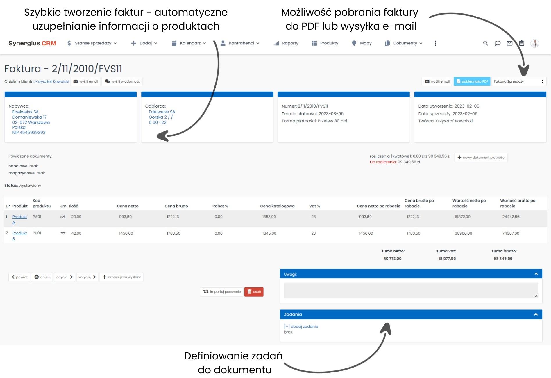 Wystawianie faktur w systemie CRM