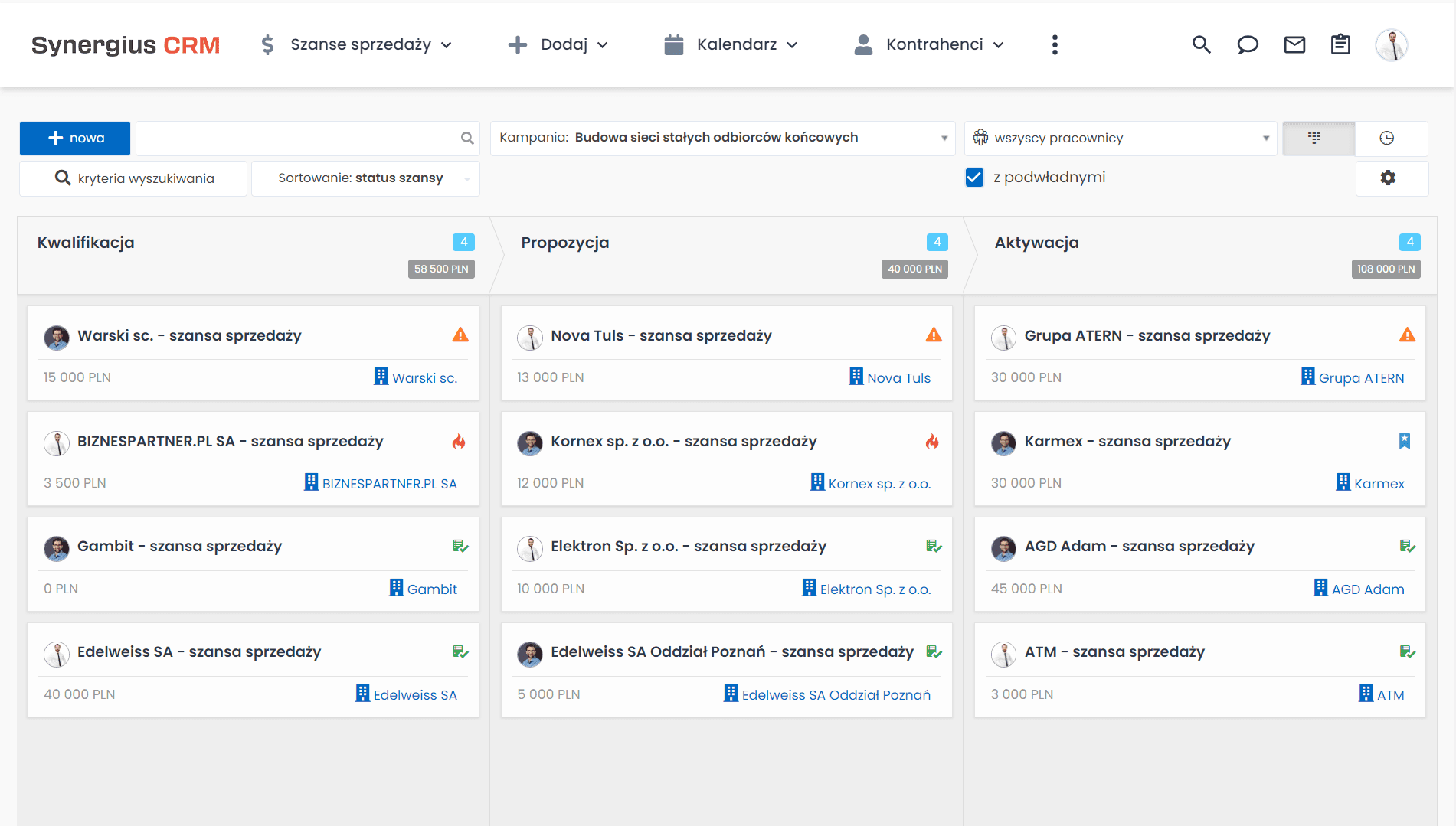 Budowa sieci stałych odbiorców końcowych poprzez szanse sprzedaży w CRM.