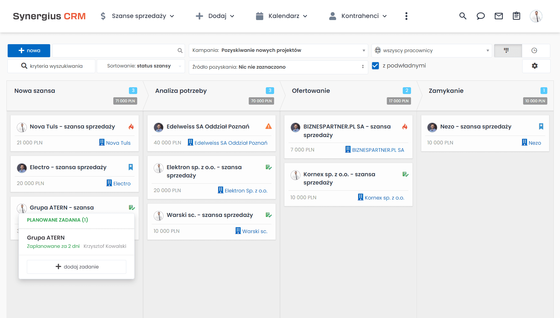 Funkcja szans sprzedaży w systemie CRM