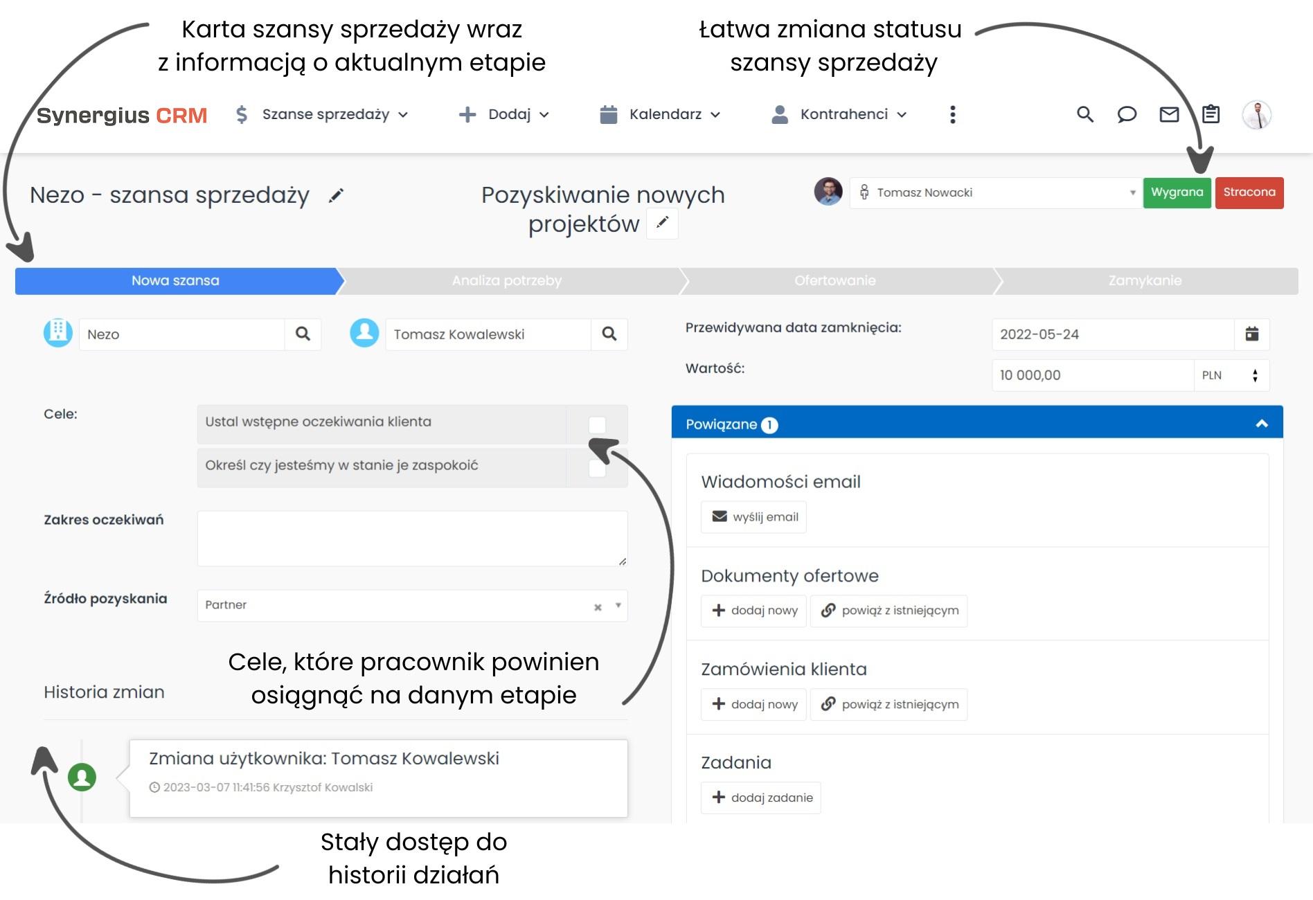 Karta szansy w oprogramowaniu CRM dla firmy informatycznej