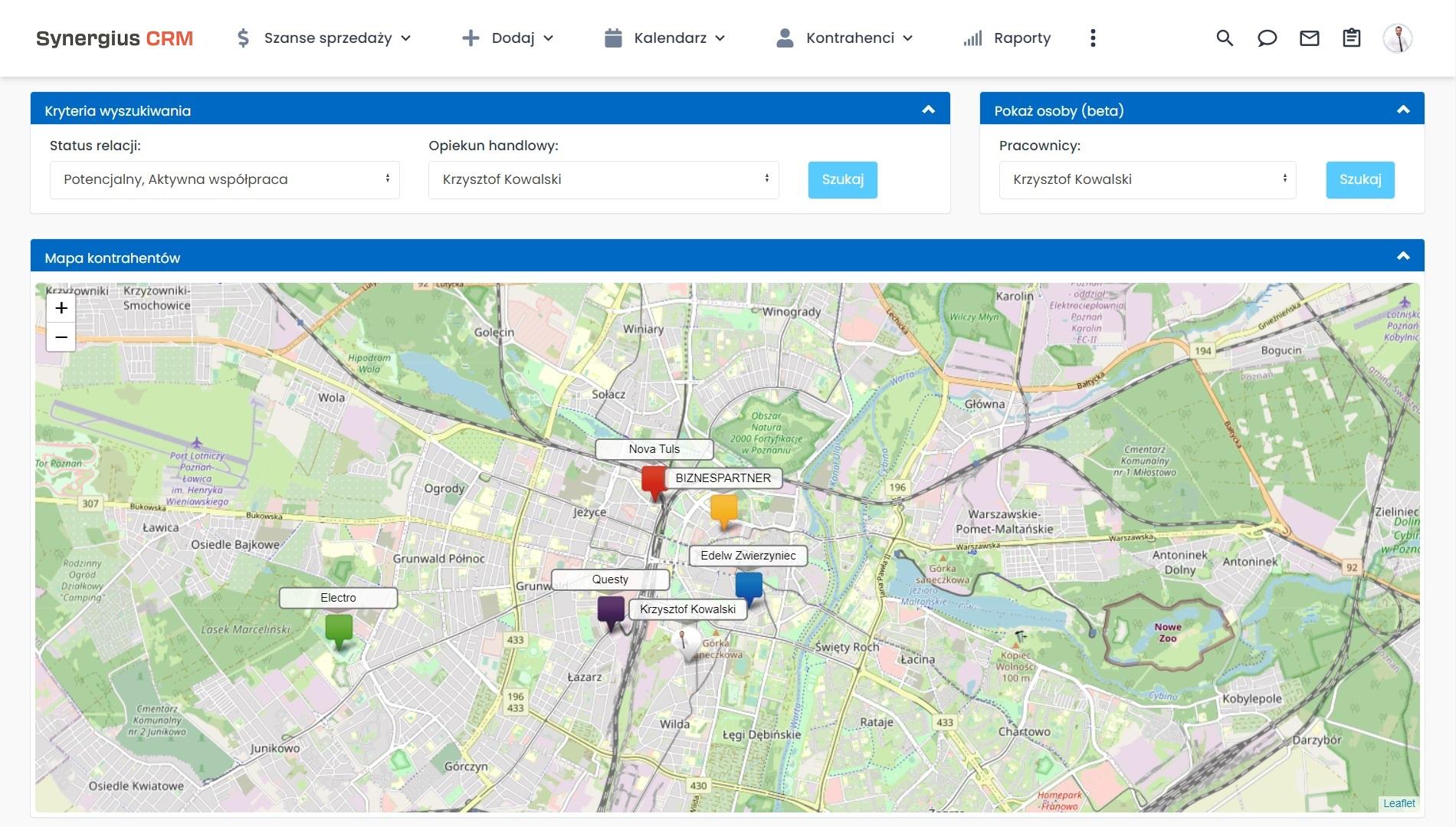 CRM dla przedstawiciela handlowego - mapa