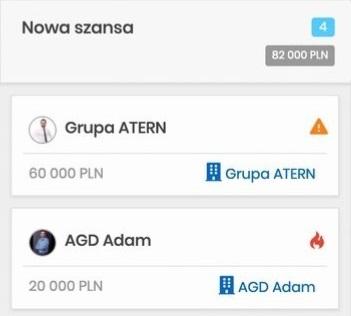 Nowa szansa sprzedaży w programie CRM - widok kanban