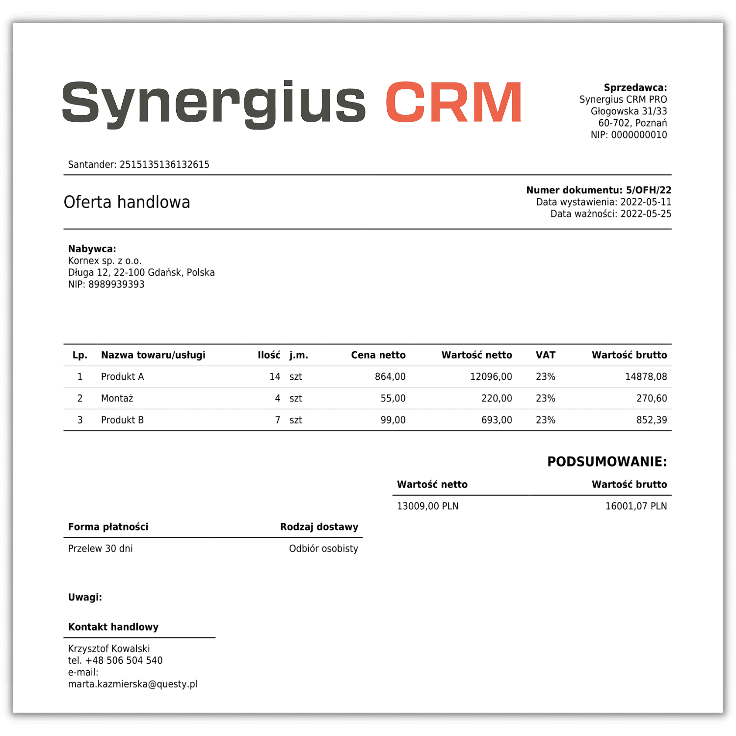 Program do ofertowania - szablon oferty