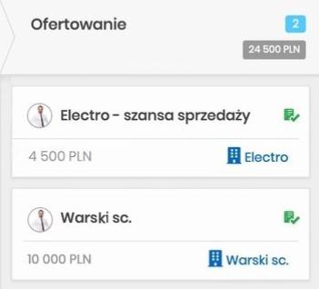 Ofertowanie kontrahenta - widok kanban programu CRM