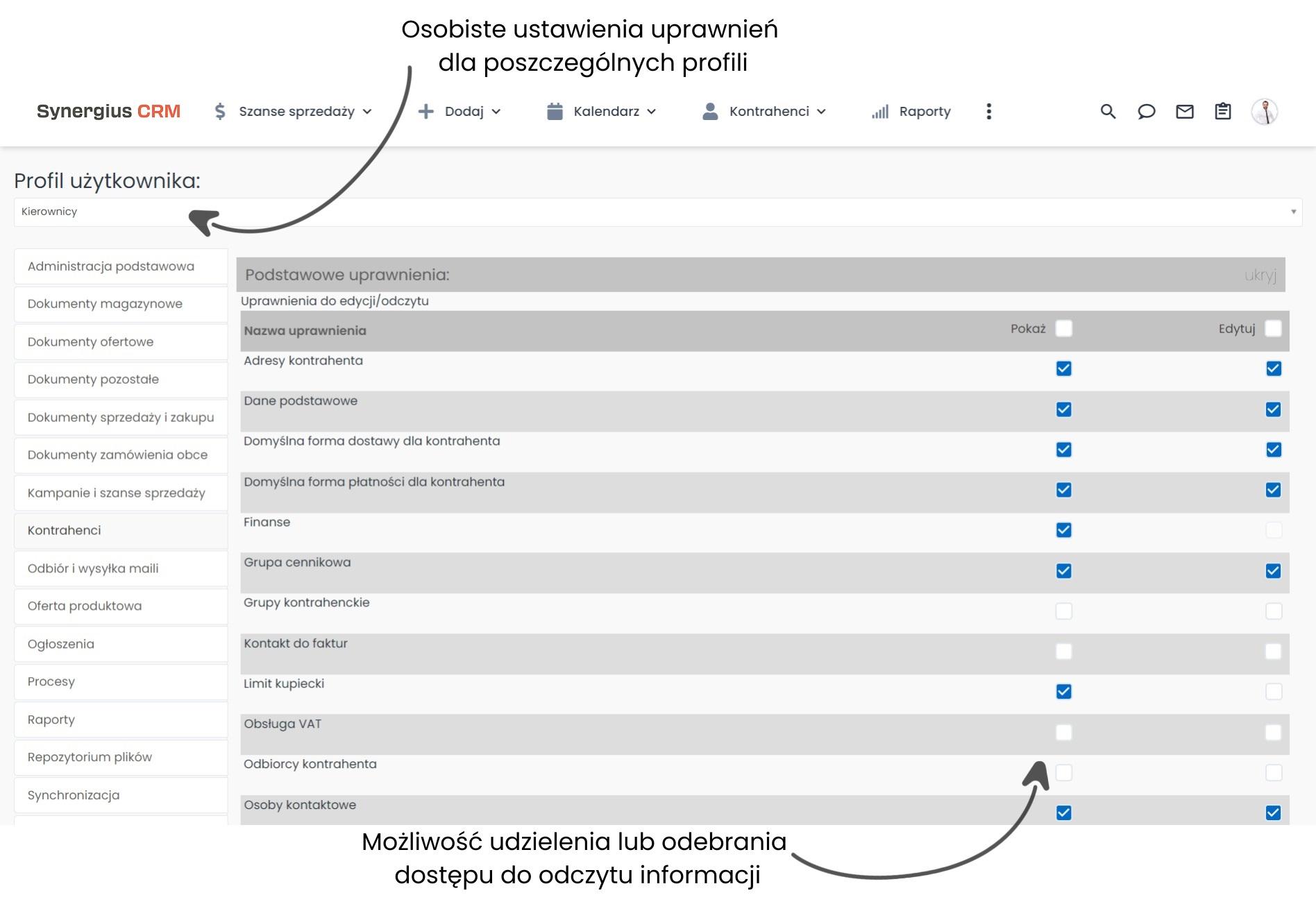 Uprawniania w oprogramowaniu CRM