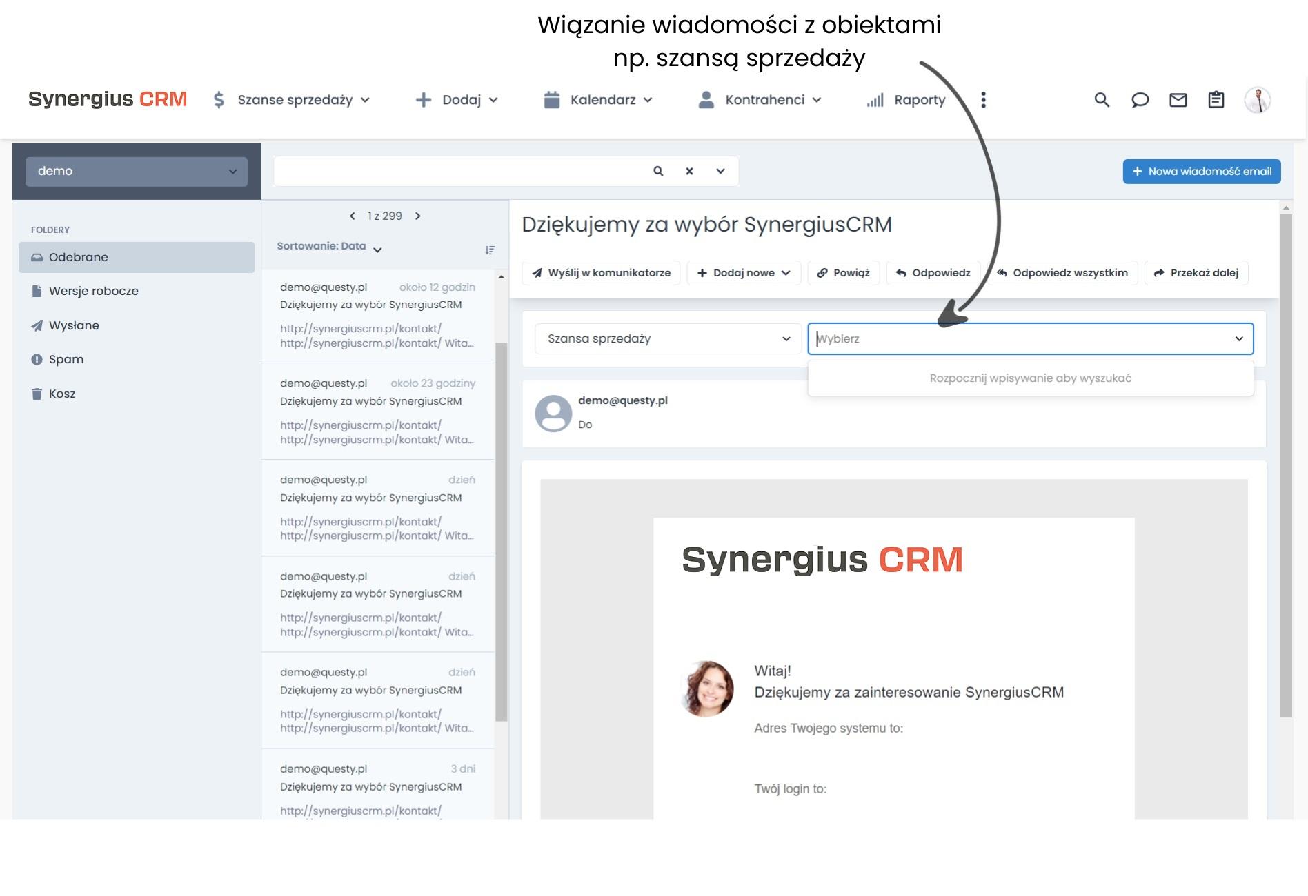 Zintegrowana poczta imap powiązanie atrybuty CRM