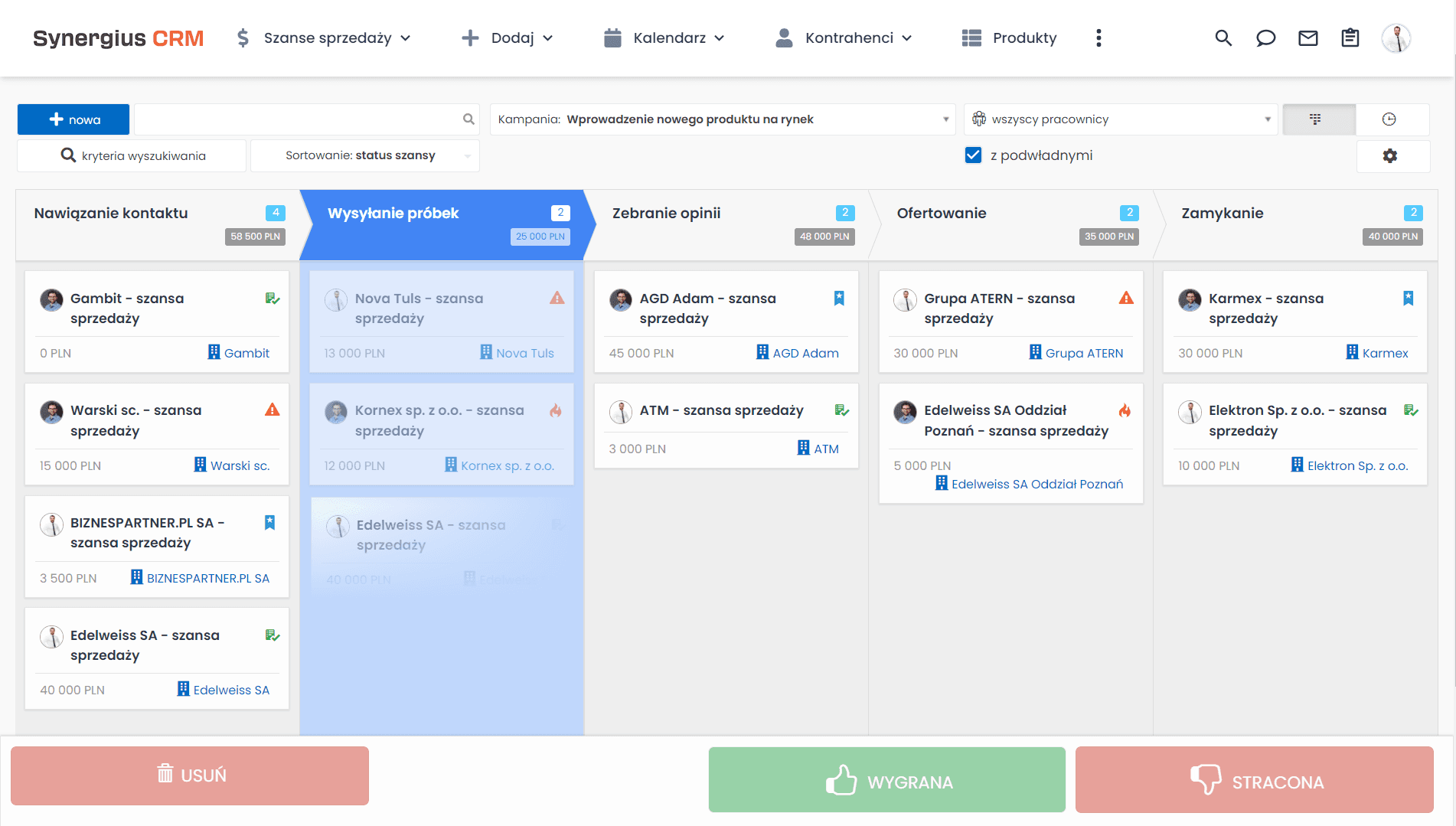 CRM wspiera sprzedaż projektową - wprowadzanie produktu na rynek.