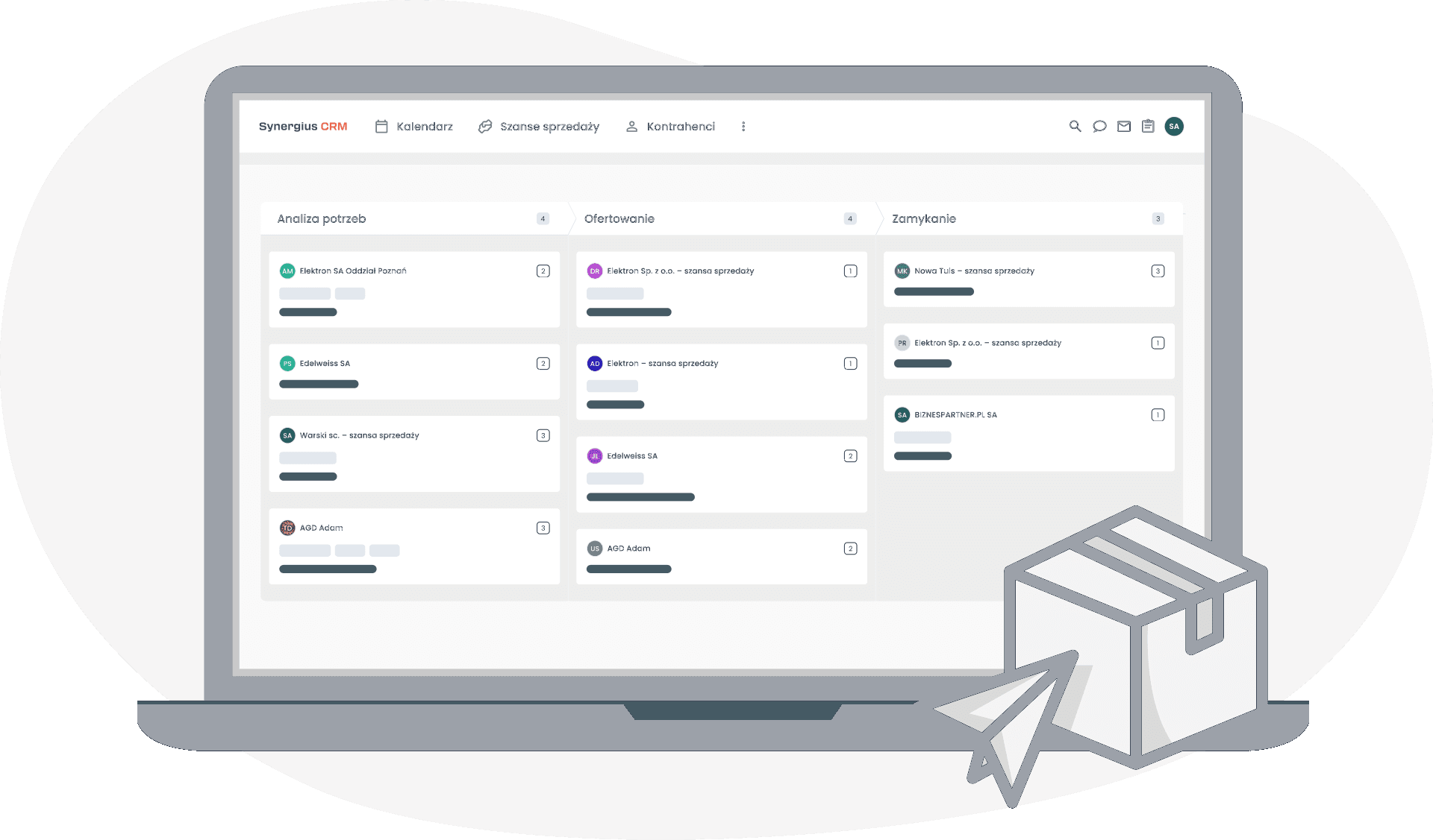 CRM dla branży dystrybucyjnej - system na telefon i laptop.