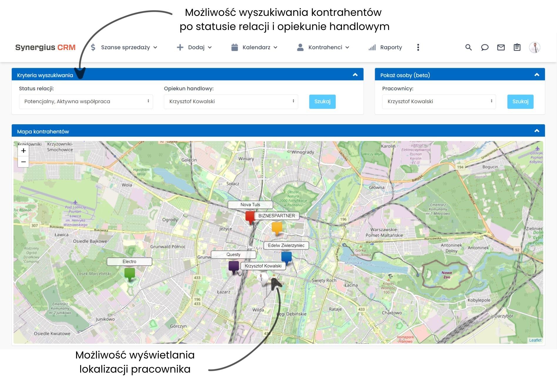 Lokalizacja handlowców na mapie w systemie CRM
